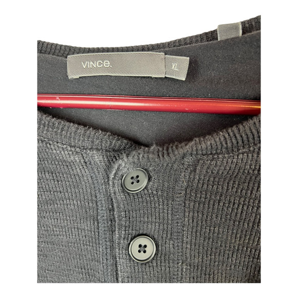 Vince Mens Henley Shirt Gray Solid Long Sleeve Button Thermal Layered Cotton XL - Picture 8 of 8